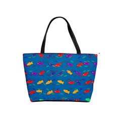 Fish Blue Background Pattern Texture Shoulder Handbags by Nexatart