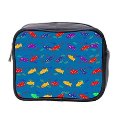 Fish Blue Background Pattern Texture Mini Toiletries Bag 2-side by Nexatart