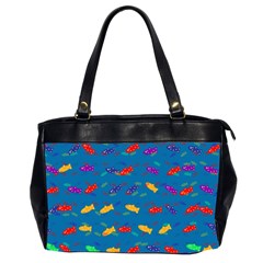 Fish Blue Background Pattern Texture Office Handbags (2 Sides)  by Nexatart