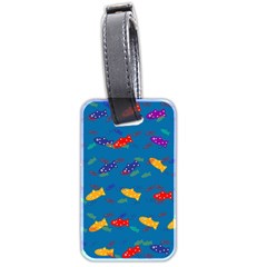 Fish Blue Background Pattern Texture Luggage Tags (two Sides) by Nexatart