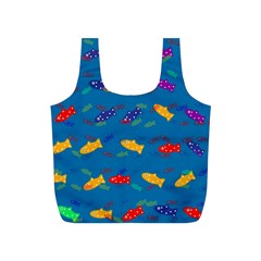 Fish Blue Background Pattern Texture Full Print Recycle Bags (s)  by Nexatart