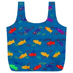 Fish Blue Background Pattern Texture Full Print Recycle Bags (l)  by Nexatart