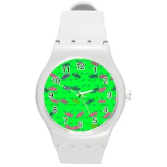 Fish Aquarium Underwater World Round Plastic Sport Watch (m) by Nexatart