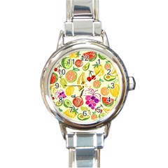 Seamless Pattern Desktop Decoration Round Italian Charm Watch by Nexatart