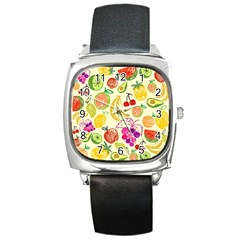 Seamless Pattern Desktop Decoration Square Metal Watch by Nexatart