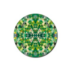 Forest Abstract Geometry Background Rubber Round Coaster (4 Pack)  by Nexatart