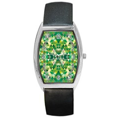 Forest Abstract Geometry Background Barrel Style Metal Watch by Nexatart