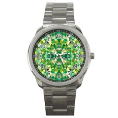 Forest Abstract Geometry Background Sport Metal Watch by Nexatart