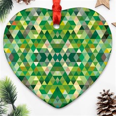 Forest Abstract Geometry Background Heart Ornament (two Sides) by Nexatart