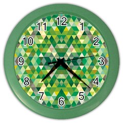 Forest Abstract Geometry Background Color Wall Clocks by Nexatart