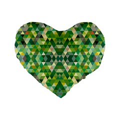 Forest Abstract Geometry Background Standard 16  Premium Flano Heart Shape Cushions by Nexatart