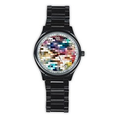 Background Wall Art Abstract Stainless Steel Round Watch by Nexatart