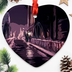 Texture Abstract Background City Heart Ornament (two Sides) by Nexatart