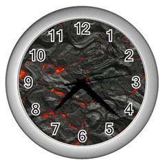 Rock Volcanic Hot Lava Burn Boil Wall Clocks (silver)  by Nexatart