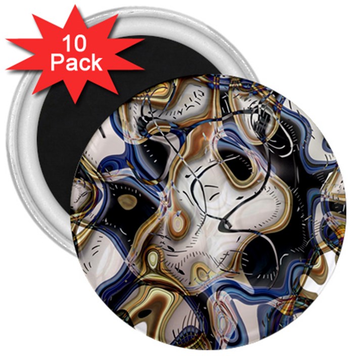 Time Abstract Dali Symbol Warp 3  Magnets (10 pack) 