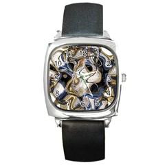 Time Abstract Dali Symbol Warp Square Metal Watch by Nexatart