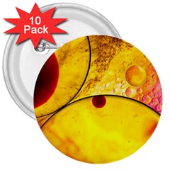 Abstract Water Oil Macro 3  Buttons (10 Pack)  by Nexatart