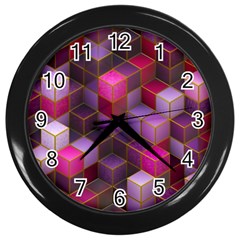 Cube Surface Texture Background Wall Clocks (black) by Nexatart