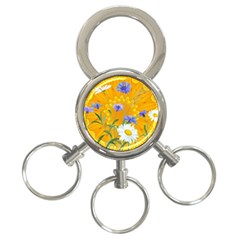 Flowers Daisy Floral Yellow Blue 3-ring Key Chains by Nexatart