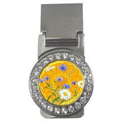 Flowers Daisy Floral Yellow Blue Money Clips (cz)  by Nexatart