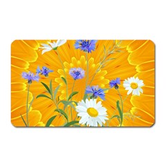 Flowers Daisy Floral Yellow Blue Magnet (rectangular) by Nexatart