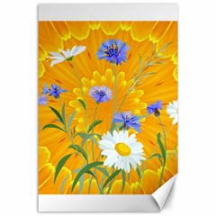 Flowers Daisy Floral Yellow Blue Canvas 24  X 36  by Nexatart