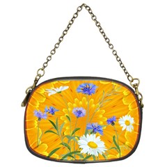 Flowers Daisy Floral Yellow Blue Chain Purses (two Sides)  by Nexatart