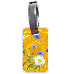 Flowers Daisy Floral Yellow Blue Luggage Tags (one Side)  by Nexatart