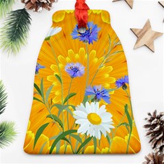 Flowers Daisy Floral Yellow Blue Bell Ornament (two Sides) by Nexatart