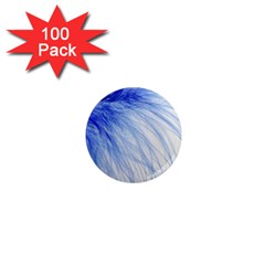 Feather Blue Colored 1  Mini Magnets (100 Pack)  by Nexatart