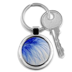 Feather Blue Colored Key Chains (round)  by Nexatart