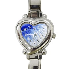 Feather Blue Colored Heart Italian Charm Watch by Nexatart