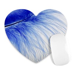 Feather Blue Colored Heart Mousepads by Nexatart