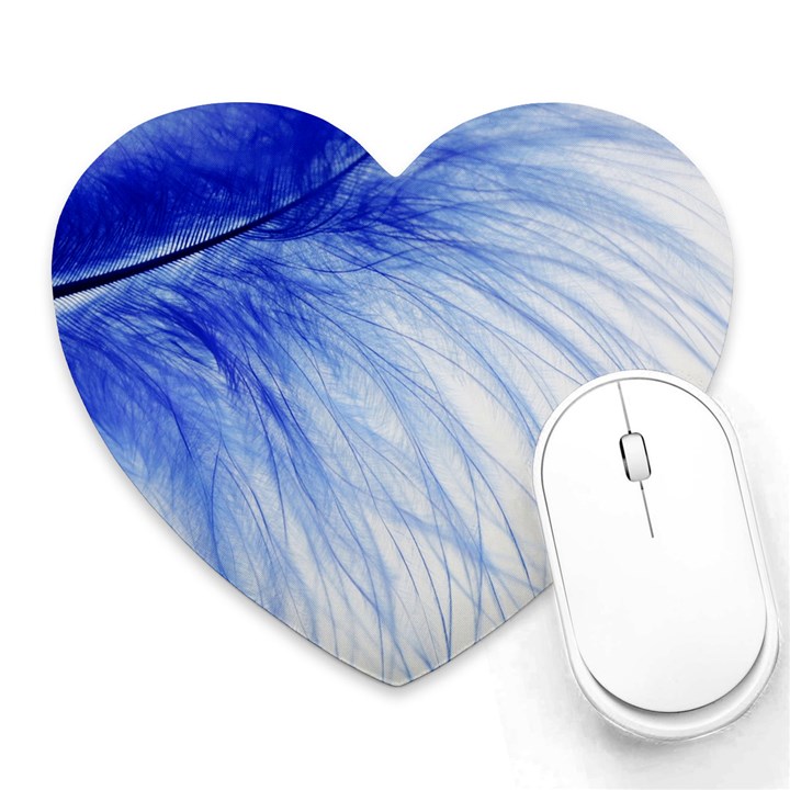 Feather Blue Colored Heart Mousepads