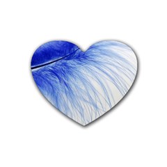 Feather Blue Colored Heart Coaster (4 Pack)  by Nexatart