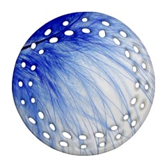 Feather Blue Colored Ornament (round Filigree) by Nexatart