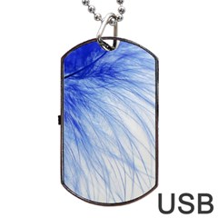 Feather Blue Colored Dog Tag Usb Flash (two Sides) by Nexatart