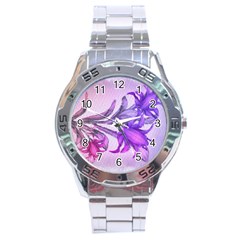 Flowers Flower Purple Flower Stainless Steel Analogue Watch by Nexatart