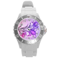 Flowers Flower Purple Flower Round Plastic Sport Watch (l) by Nexatart