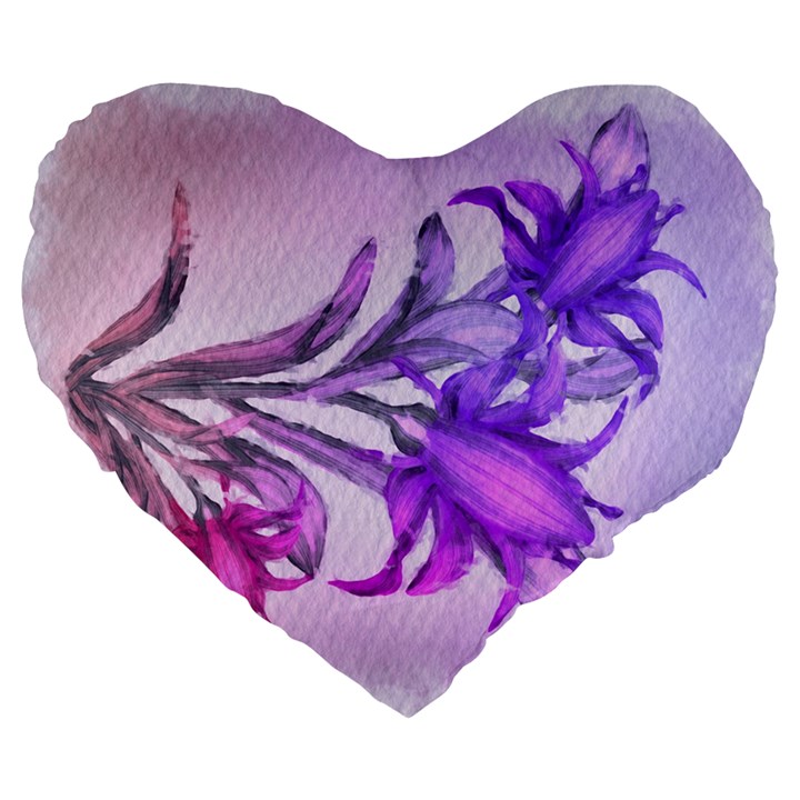 Flowers Flower Purple Flower Large 19  Premium Heart Shape Cushions