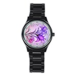 Flowers Flower Purple Flower Stainless Steel Round Watch Front