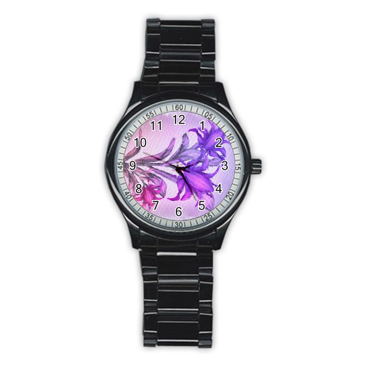 Flowers Flower Purple Flower Stainless Steel Round Watch