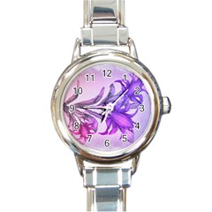 Flowers Flower Purple Flower Round Italian Charm Watch by Nexatart