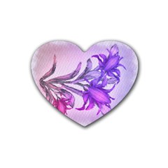 Flowers Flower Purple Flower Rubber Coaster (heart)  by Nexatart