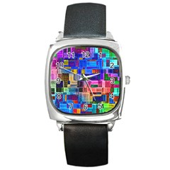 Background Art Abstract Watercolor Square Metal Watch by Nexatart