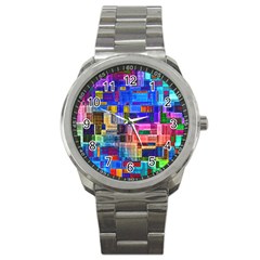 Background Art Abstract Watercolor Sport Metal Watch by Nexatart