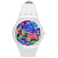 Background Art Abstract Watercolor Round Plastic Sport Watch (m) by Nexatart