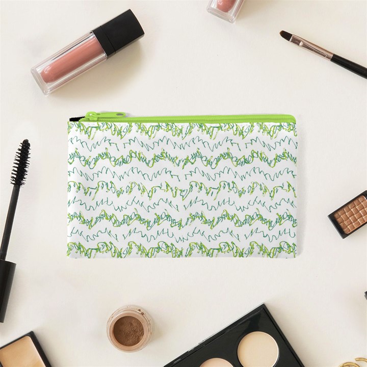 Wavy Linear Seamless Pattern Design  Cosmetic Bag (XS)