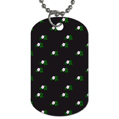 Pink Flowers On Black Big Dog Tag (two Sides) by snowwhitegirl