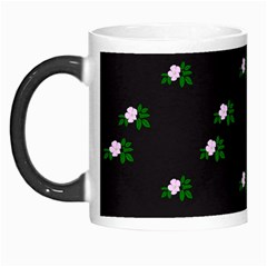 Pink Flowers On Black Big Morph Mugs by snowwhitegirl